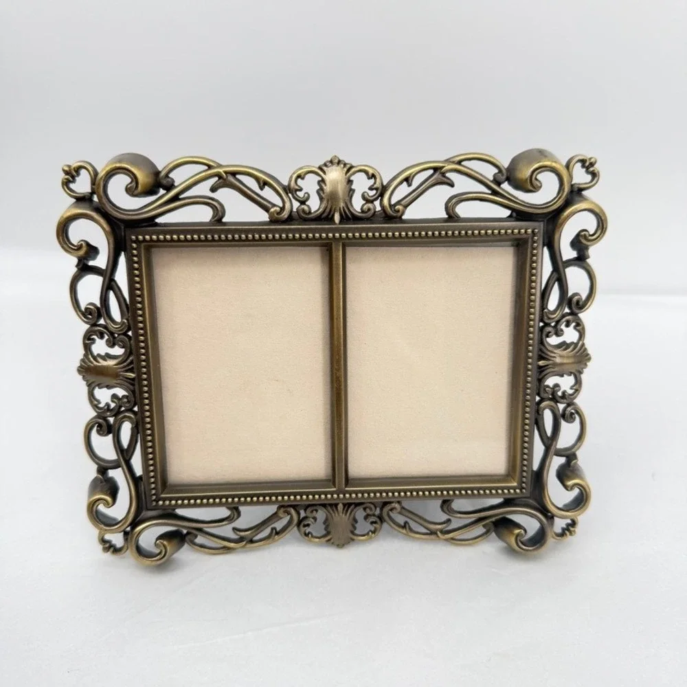 Prinz Ornate Filigree Double Picture Photo Frame Brass Victorian Decor Small